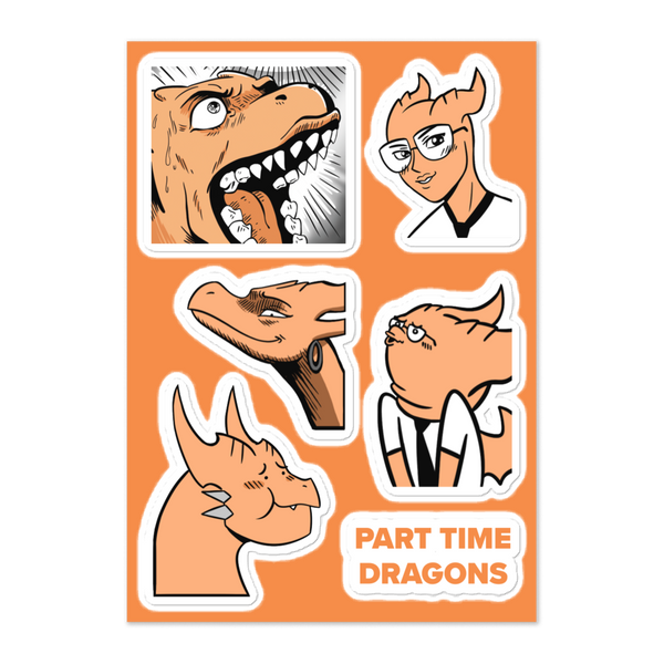 Funny Dragon Stickers 1 - Part Time Dragons